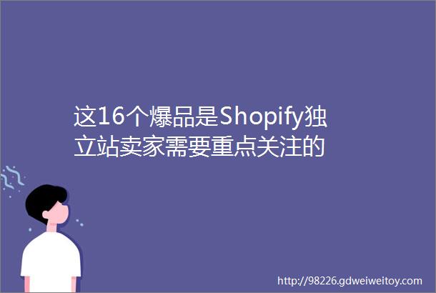 这16个爆品是Shopify独立站卖家需要重点关注的